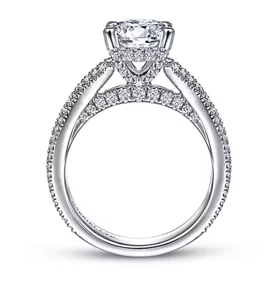 Walla - 18K White Gold Split Shank Round Diamond Engagement Ring