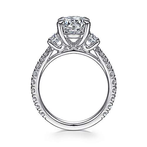 Yasmine - 18K White Gold Oval Three Stone Diamond Engagement Ring