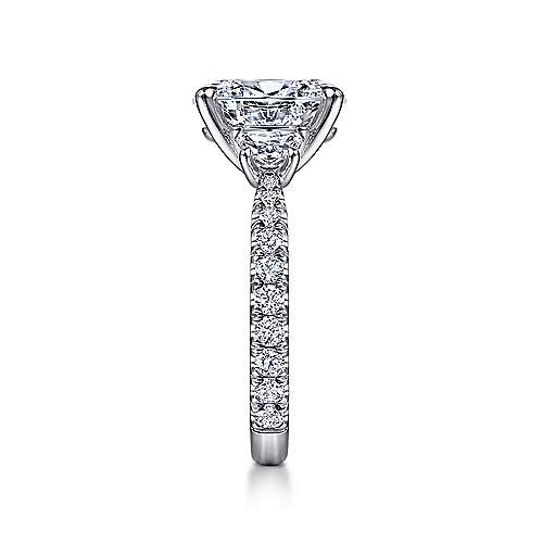 Yasmine - 18K White Gold Oval Three Stone Diamond Engagement Ring