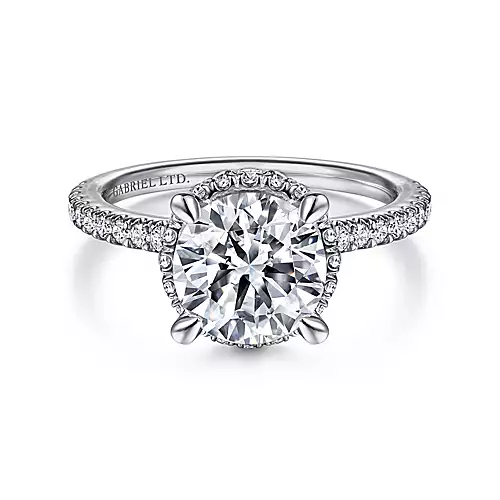 Yale - Vintage Inspired 18K White Gold Round Diamond Engagement Ring