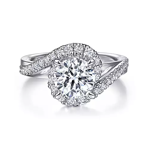 Zahara - 14K White Gold Round Bypass Diamond Engagement Ring