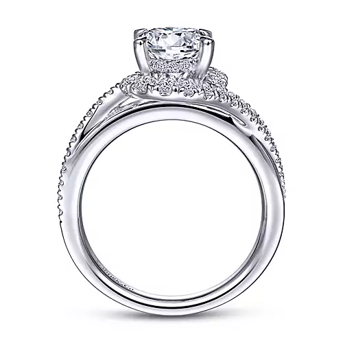 Zahara - 14K White Gold Round Bypass Diamond Engagement Ring