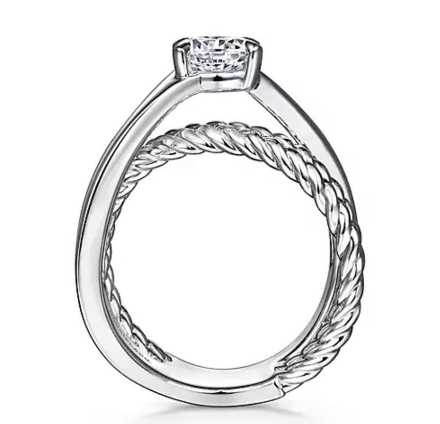 Umbrielle - 14K White Gold Split Shank Round Diamond Engagement Ring