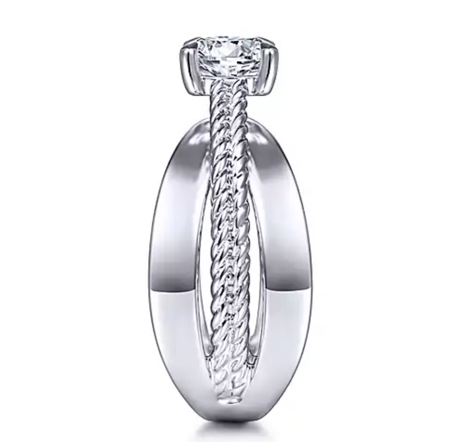 Umbria - 14K White Gold Split Shank Round Diamond Engagement Ring