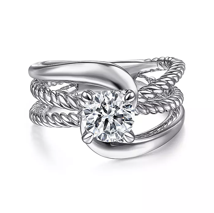 Ursula - 14K White Gold Bypass Round Diamond Engagement Ring
