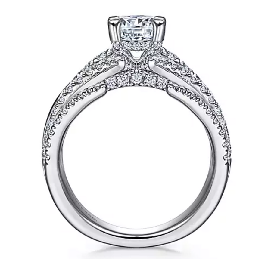 Undine - 14K White Gold Split Shank Round Diamond Engagement Ring