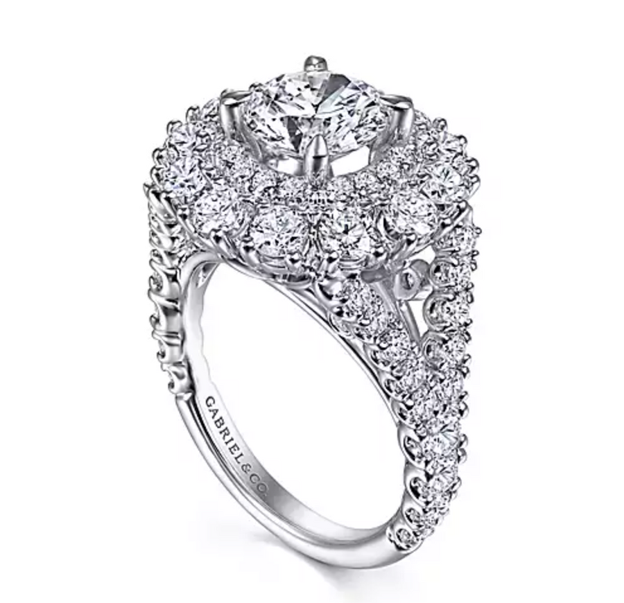 Dorota - 14K White Gold Round Double Halo Diamond Engagement Ring