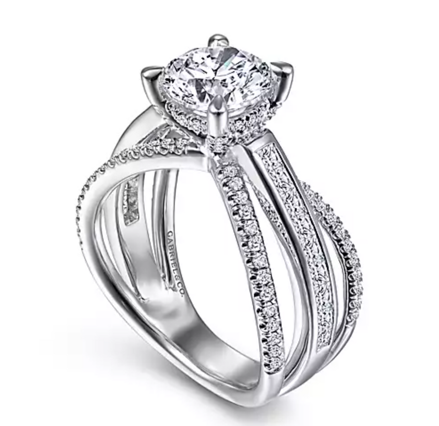 Galit - 14K White Gold Split Shank Round Diamond Engagement Ring