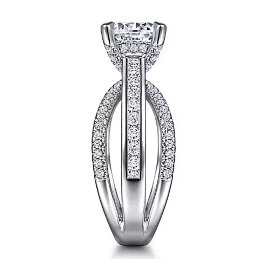 Galit - 14K White Gold Split Shank Round Diamond Engagement Ring