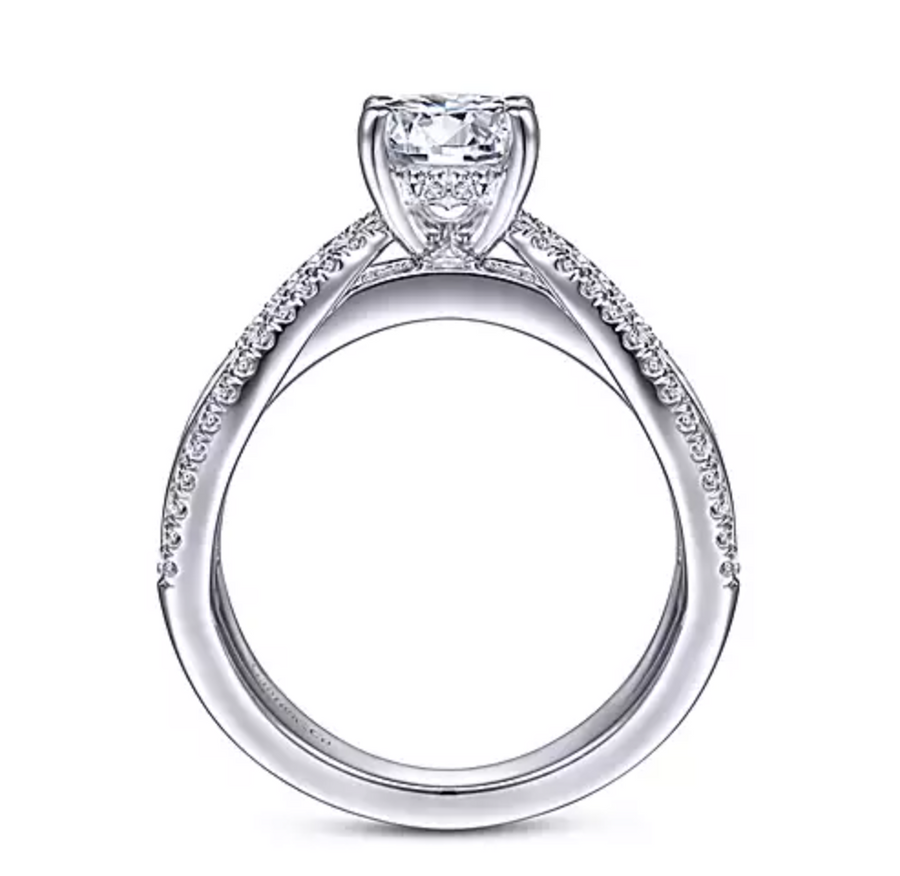 Fauna - 14K White Gold Split Shank Round Diamond Engagement Ring