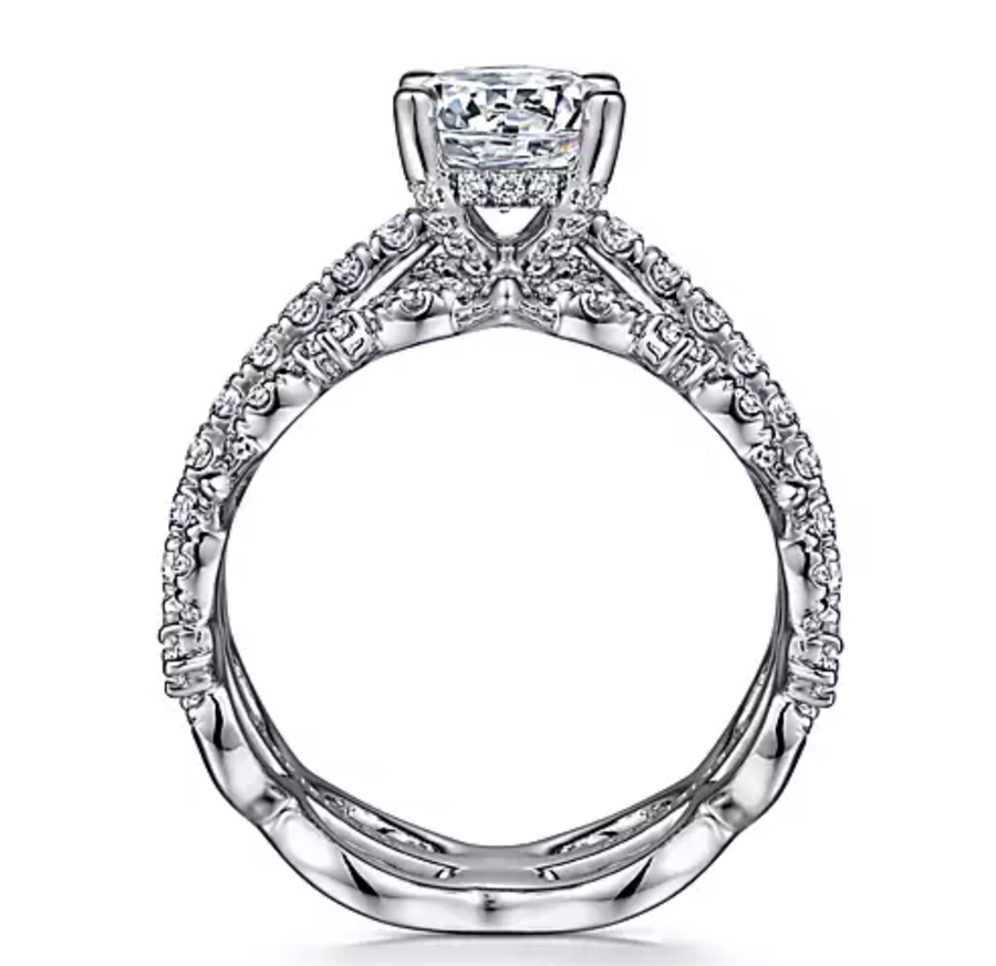 Georgine - 14K White Gold Split Shank Round Diamond Engagement Ring