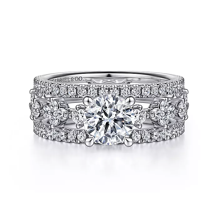 Gianna - 14K White Gold Split Shank Round Diamond Engagement Ring