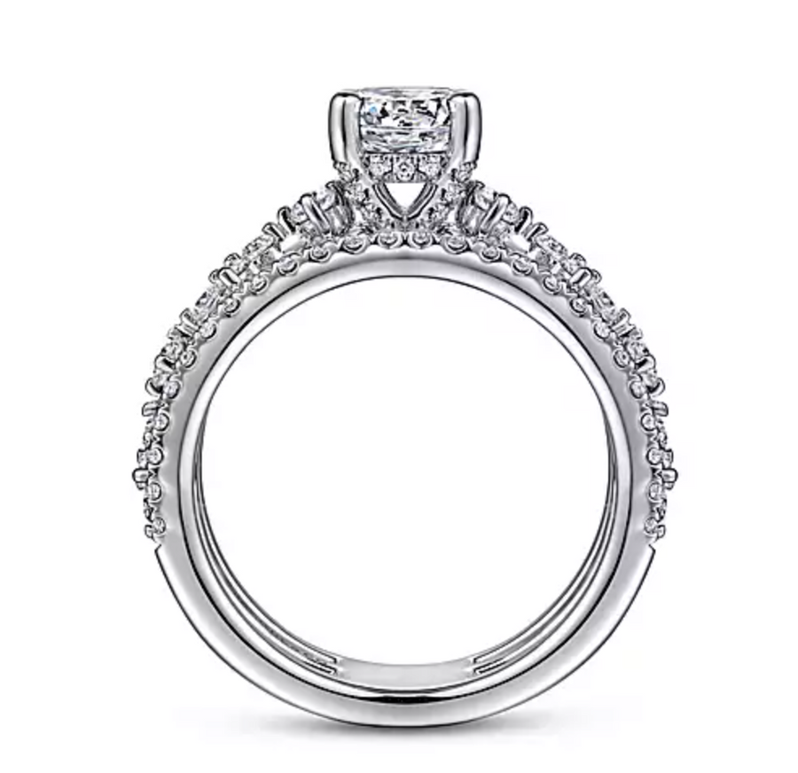 Gianna - 14K White Gold Split Shank Round Diamond Engagement Ring