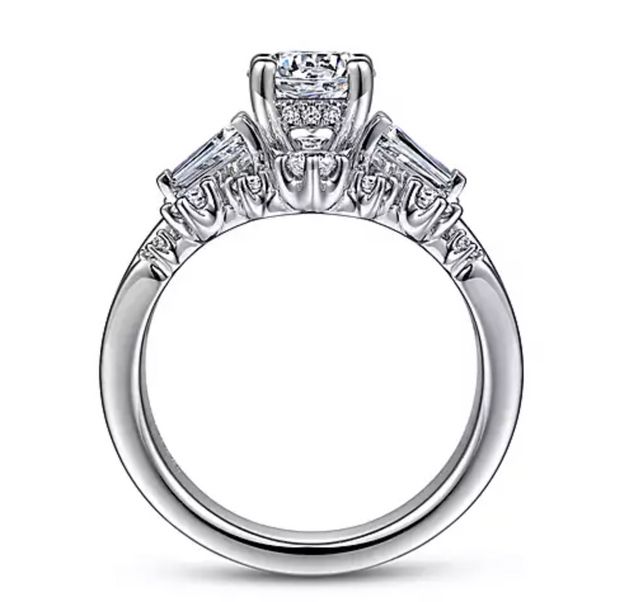 Harriett - 14K White Gold Round Three Stone Diamond Engagement Ring
