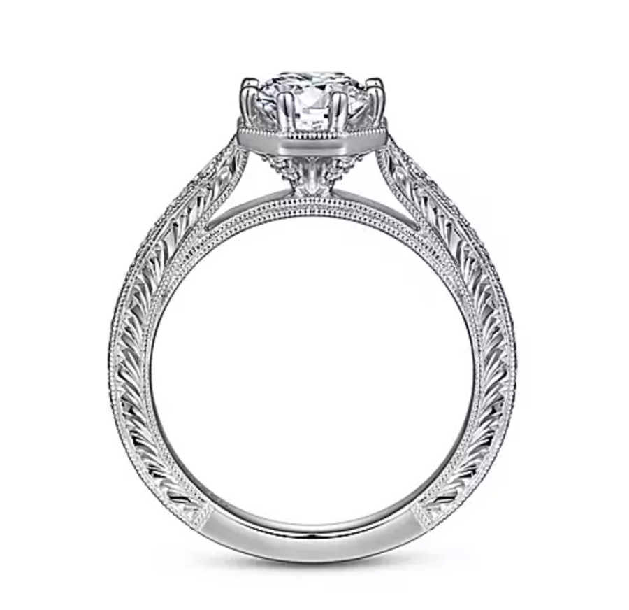 Heath - Art Deco 14K White Gold Round Diamond Engagement Ring