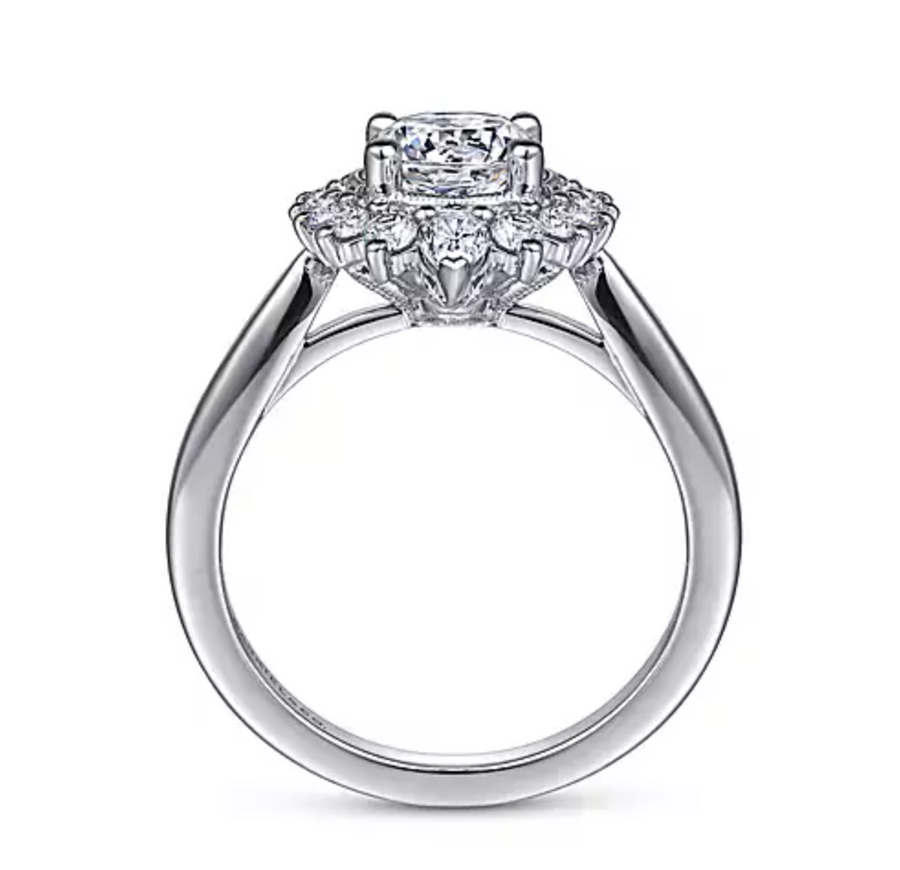 Heidi - 14K White Gold Fancy Halo Round Diamond Engagement Ring