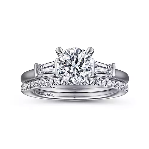 Honor - 14K White Gold Round Three Stone Diamond Engagement Ring