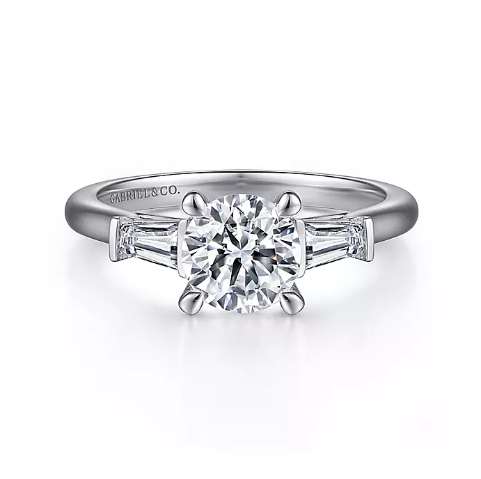 Honor - 14K White Gold Round Three Stone Diamond Engagement Ring