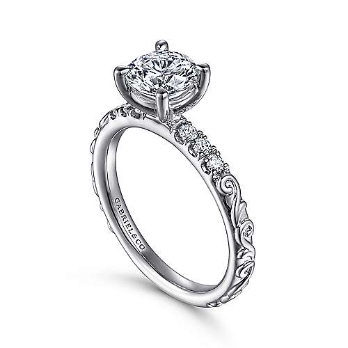 Jackie - 14K White Gold Round Diamond Engagement Ring