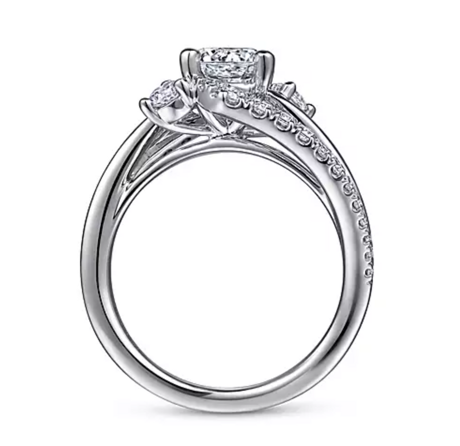 Jolie - 14K White Gold Bypass Round Diamond Engagement Ring
