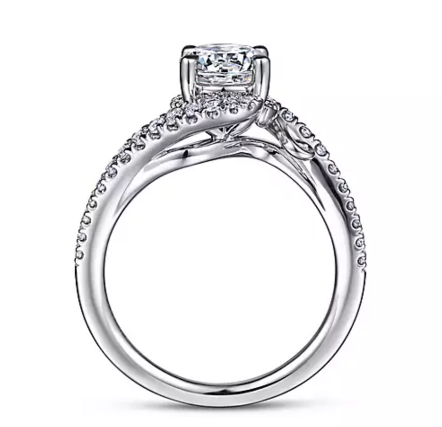 Justine - 14K White Gold Bypass Round Diamond Engagement Ring