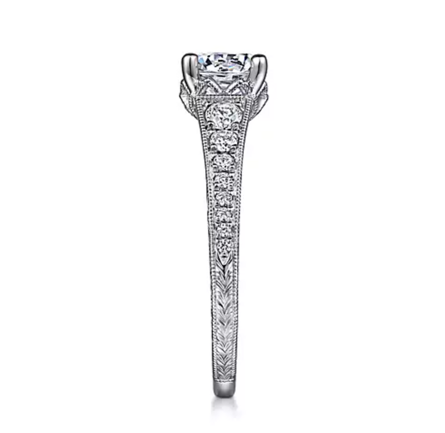 Kathryn - Vintage Inspired 14K White Gold Round Diamond Engagement Ring