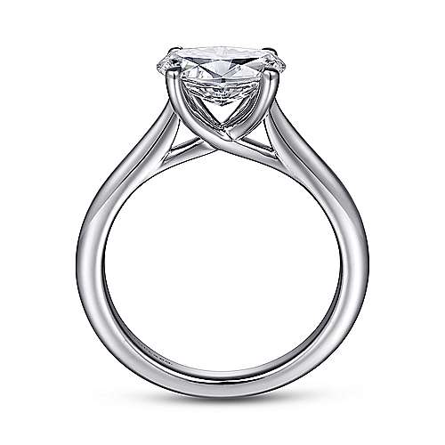 Larissa - 14K White Gold Horizontal Oval Solitaire Engagement Ring