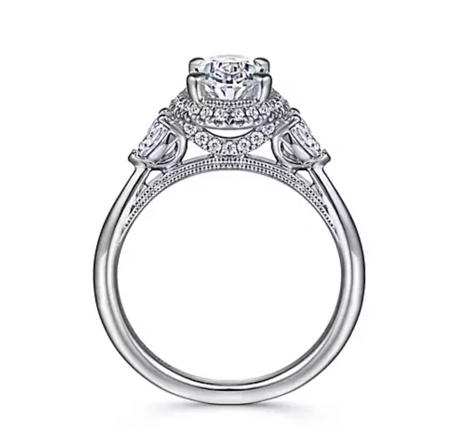 Leila - 14K White Gold Oval Halo Diamond Engagement Ring