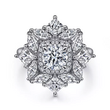 Lincoln - 14K White Gold Fancy halo Round Diamond Engagement Ring