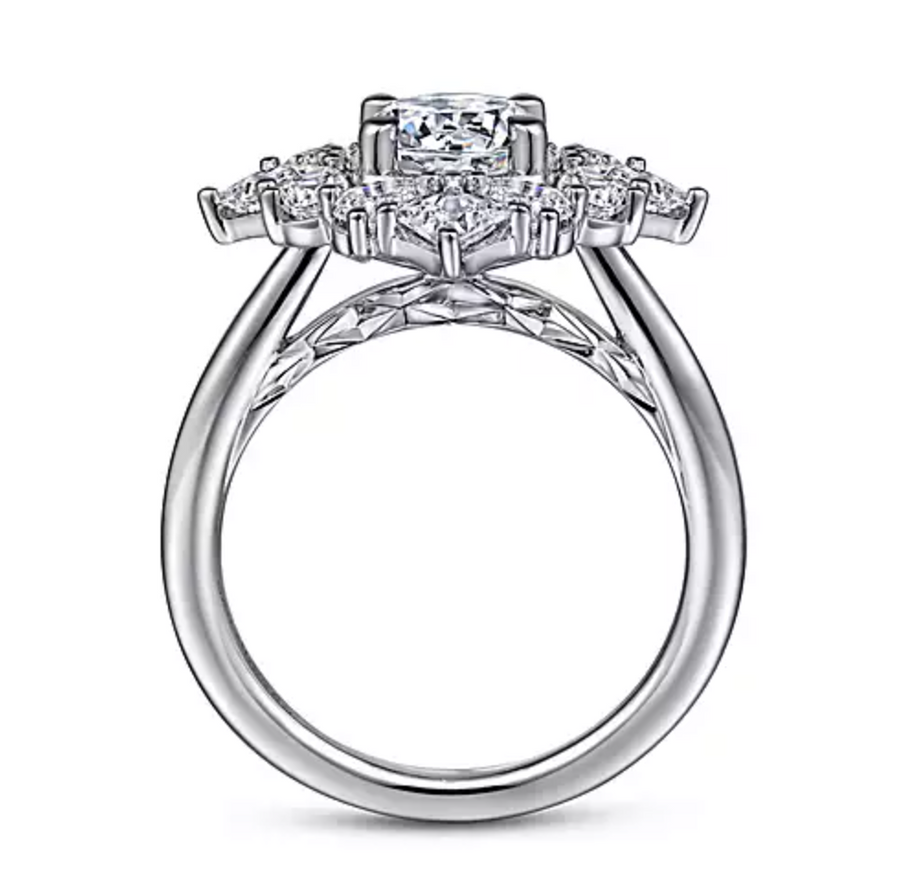Liv - 14K White Gold Fancy Halo Round Diamond Engagement Ring