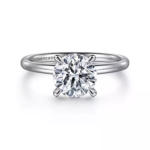 Elia - 14K White Gold Solitaire Round Diamond Engagement Ring