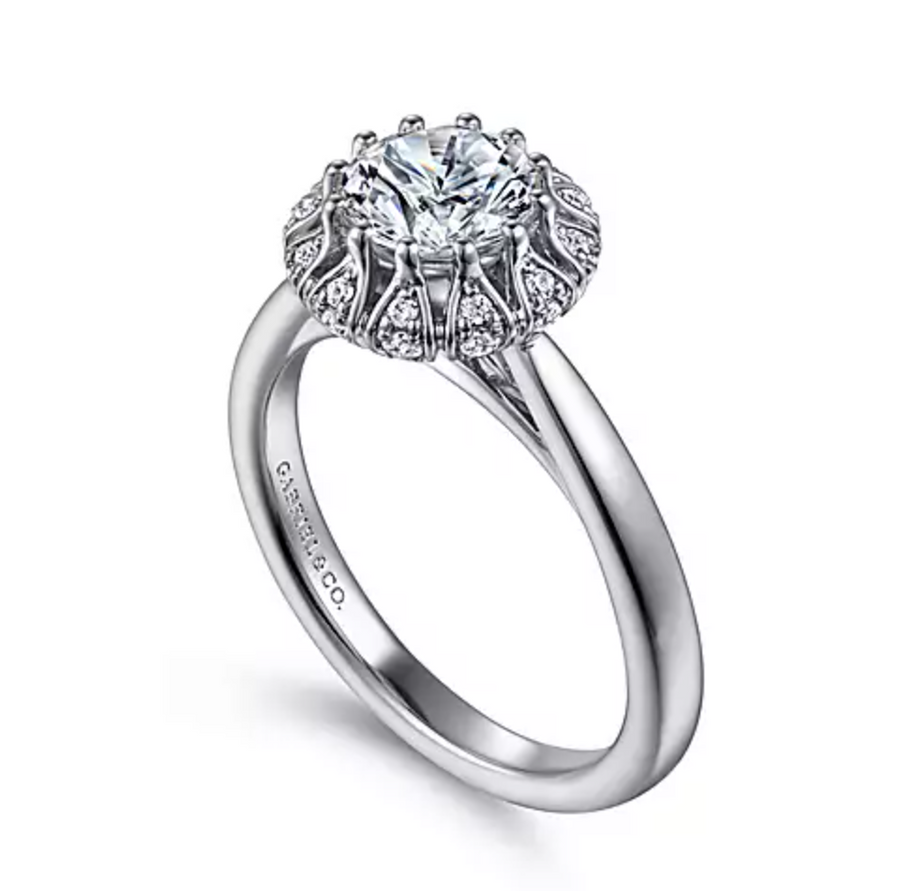 Addie - 14K White Gold Round Halo Diamond Engagement Ring