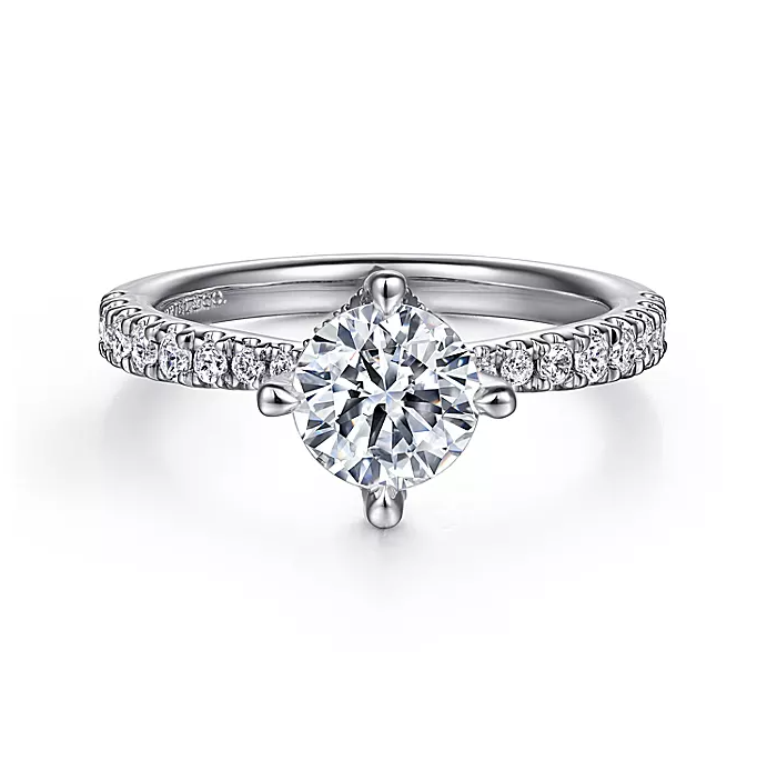 Ada - 14K White Gold Round Diamond Engagement Ring