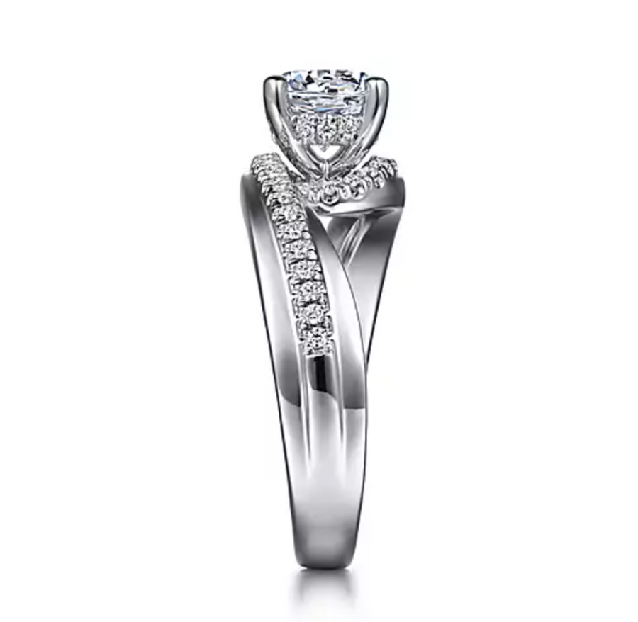 Furay - 14K White Gold Bypass Round Diamond Engagement Ring