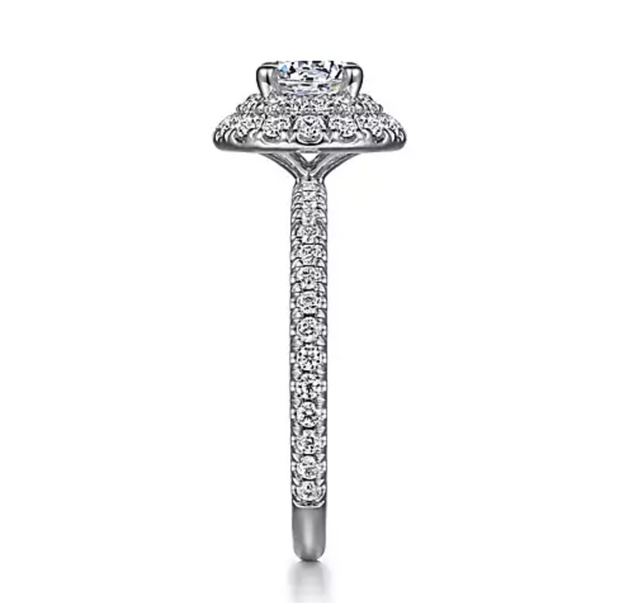Camella - 14K White Gold Round Double Halo Diamond Engagement Ring