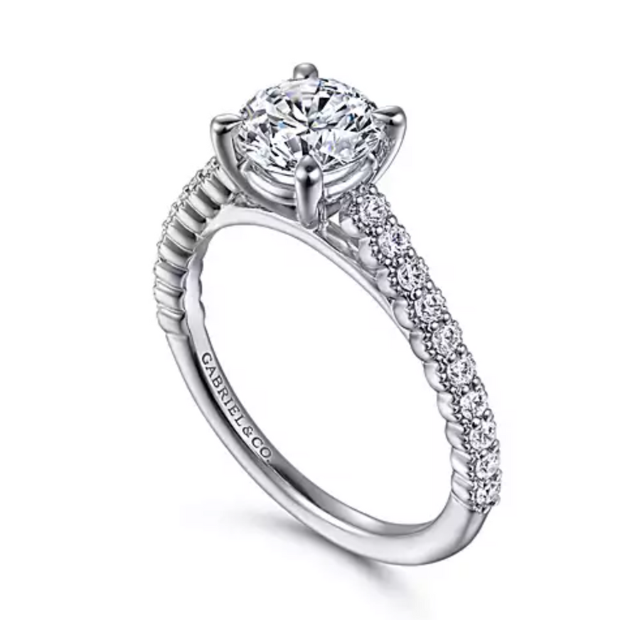 Emberlyn - 14K White Gold Round Diamond Engagement Ring