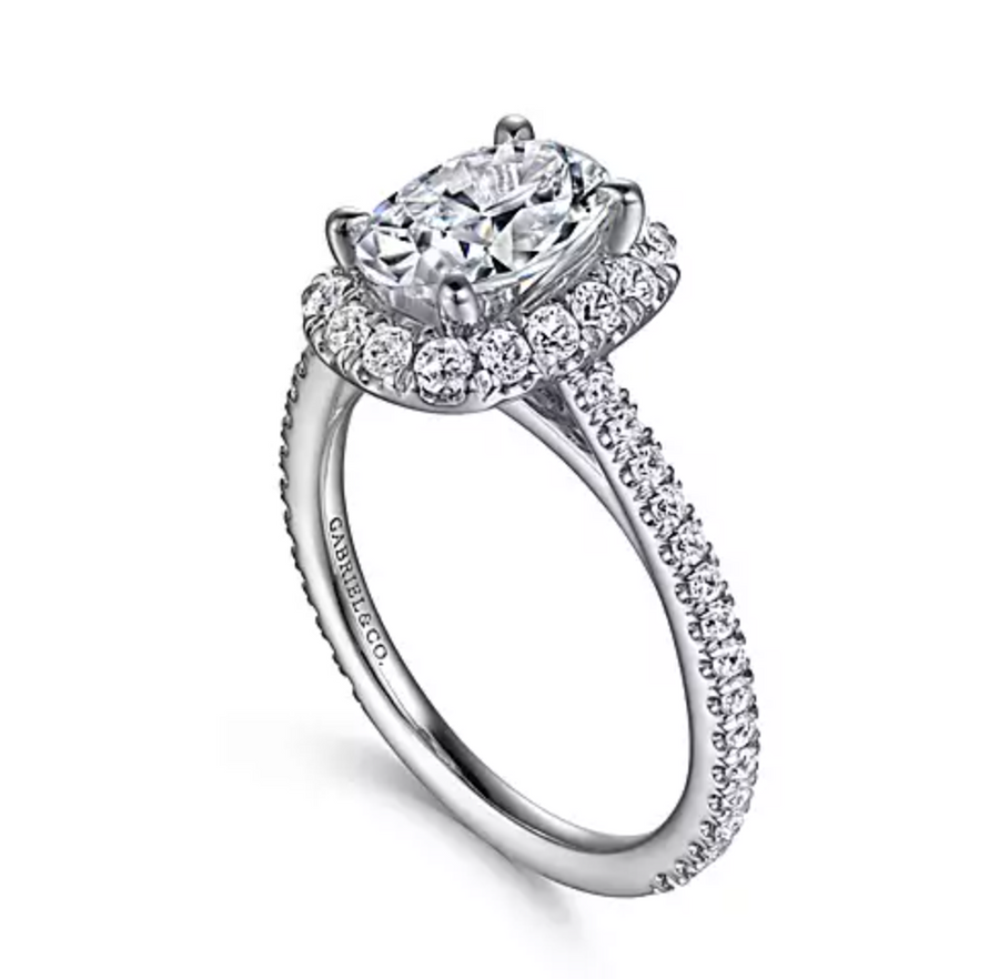 Madelie - 14K White Gold Oval Halo Diamond Engagement Ring