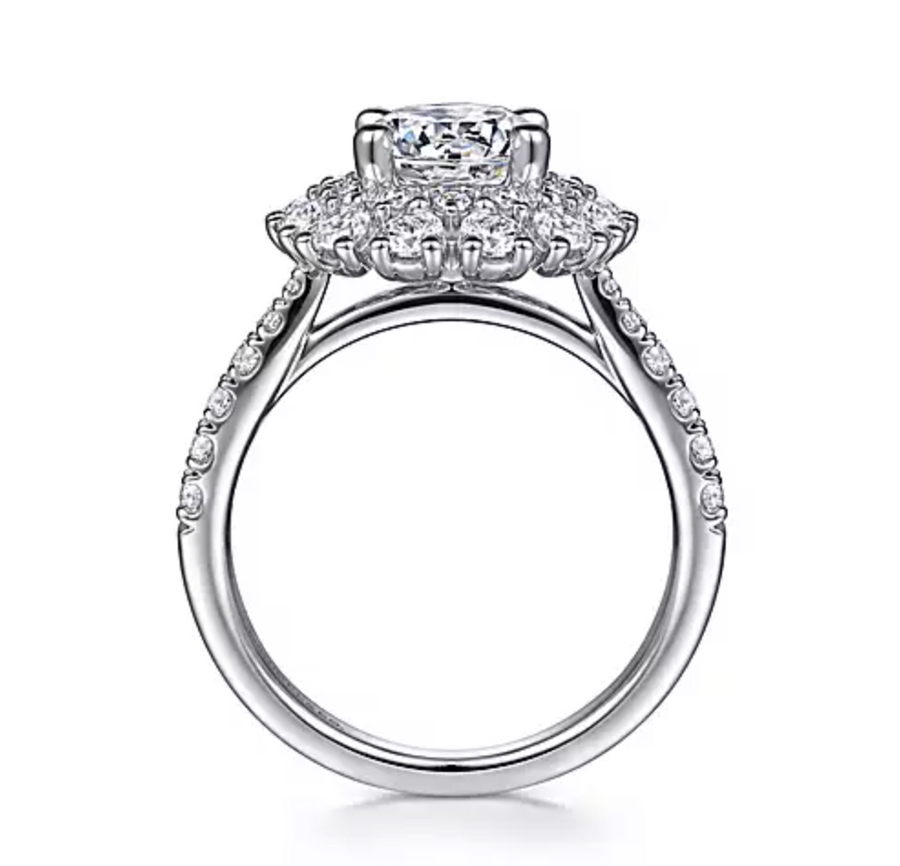 Adelyn - 14K White Gold Round Halo Diamond Engagement Ring