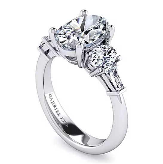Evie - 18K White Gold Oval Five Stone Diamond Engagement Ring