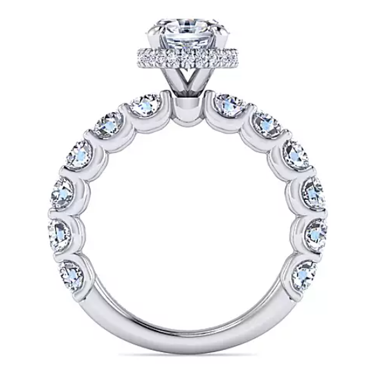 Leeda - 18K White Gold Oval Diamond Engagement Ring