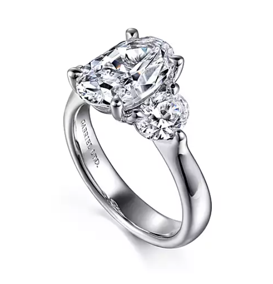 Laynie - 18K White Gold Oval Three Stone Diamond Engagement Ring