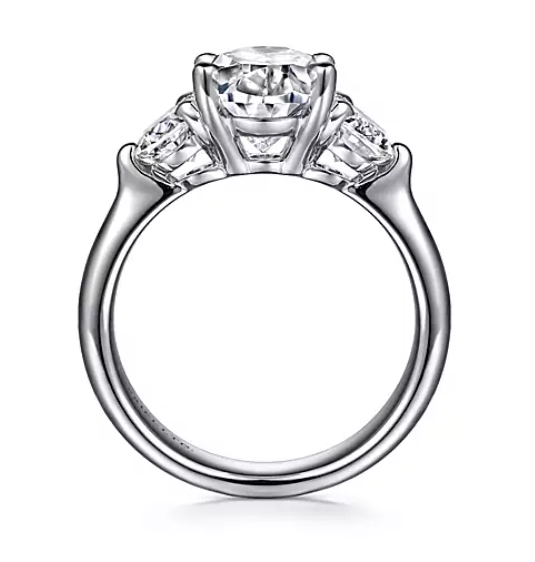 Laynie - 18K White Gold Oval Three Stone Diamond Engagement Ring
