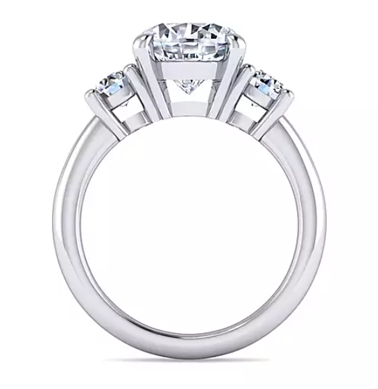 Aneta - 18K White Gold Round Three Stone Diamond Engagement Ring
