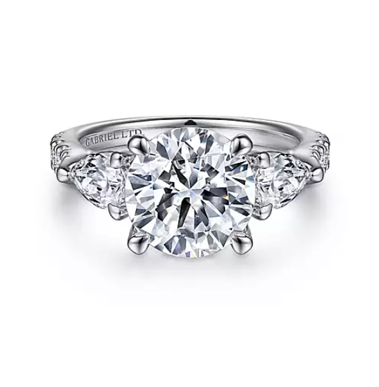 Elianna - 18K White Gold Round Three Stone Diamond Engagement Ring