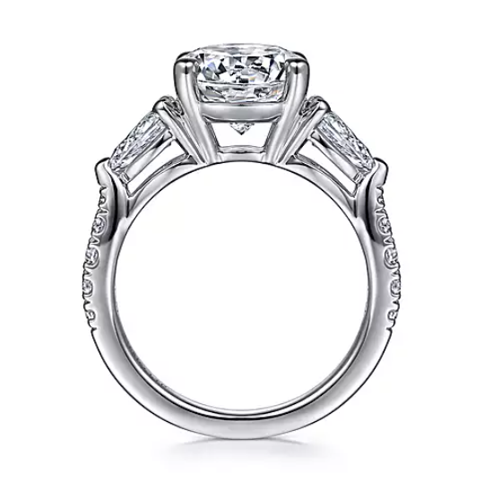 Elianna - 18K White Gold Round Three Stone Diamond Engagement Ring