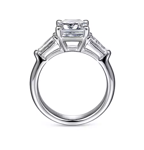 Belma - 18K White Gold Emerald Cut Diamond Engagement Ring
