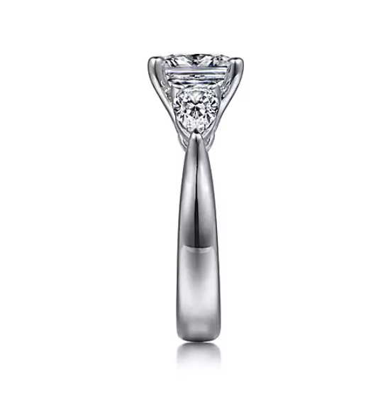 Anabelle - 18K White Gold Cushion Cut Three Stone Diamond Engagement Ring