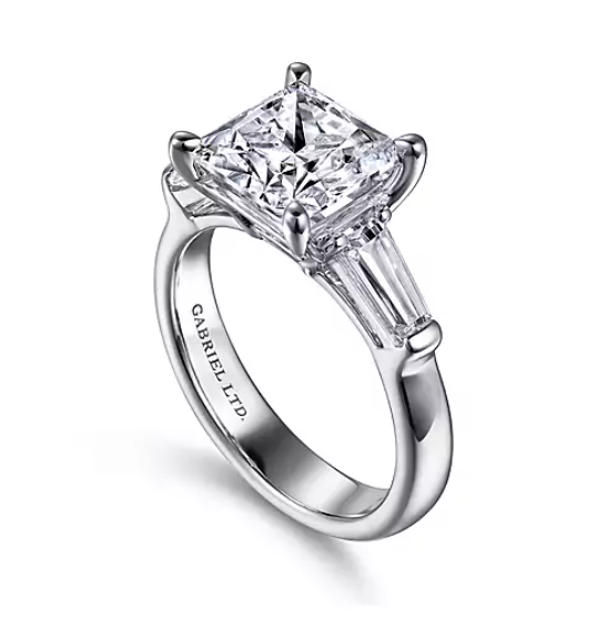 Ena - 18K White Gold Princess Cut Three Stone Diamond Engagement Ring