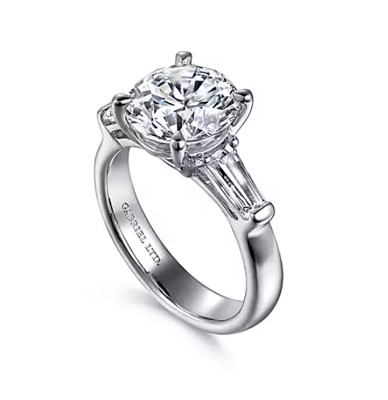 Cammie - 18K White Gold Round Three Stone Diamond Engagement Ring