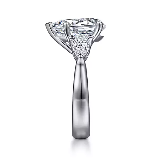 Blanka - 18K White Gold Pear Shape Three Stone Diamond Engagement Ring